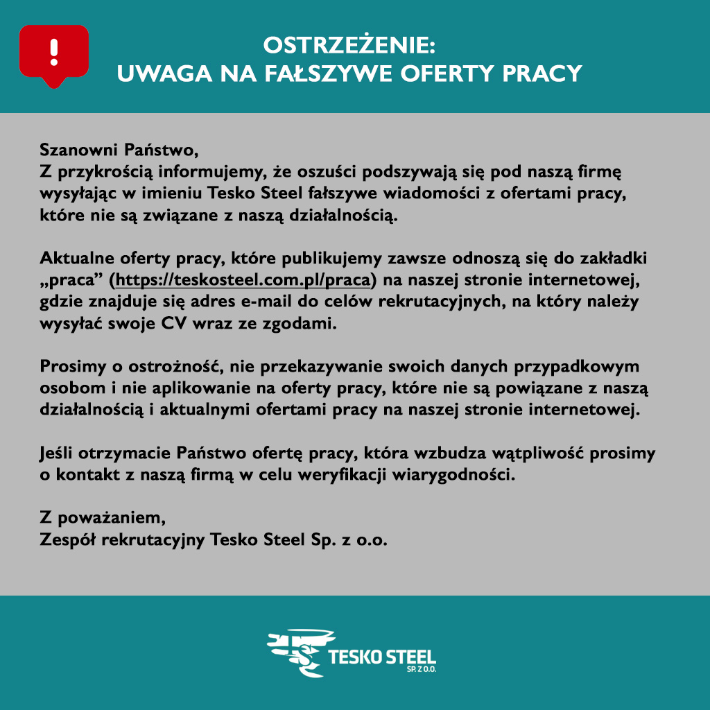 Komunikat o fałszywych mailach